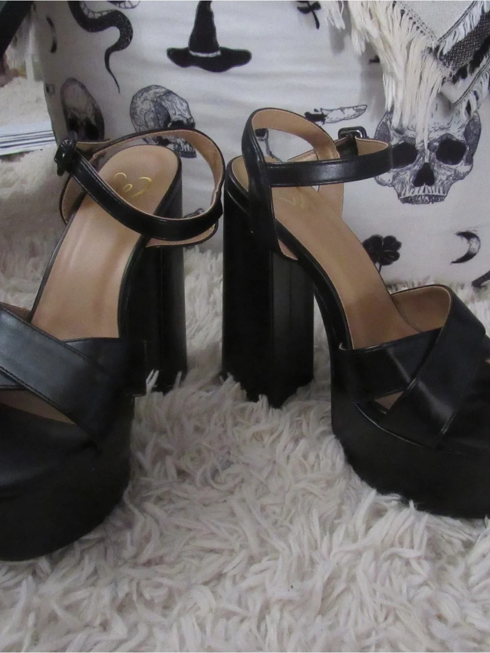 Windsor Black Leather Platform Ankle-Strap Sandals